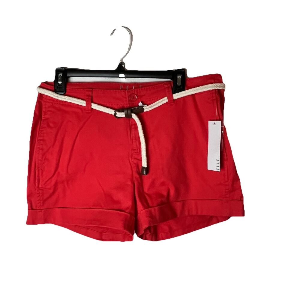 ELLE Red/Orange Shorts Size 10 Women’s Casual Cotton Blend Summer